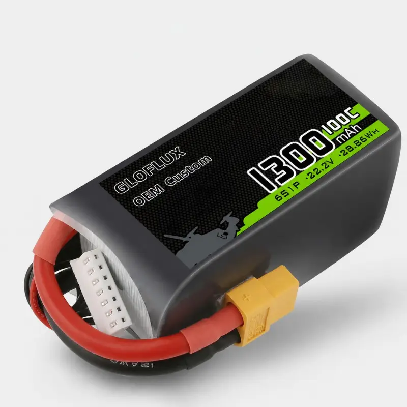 1300mAh 100C 6S 22.2V LiPo battery for FPV drones and Cinewhoop aircraft