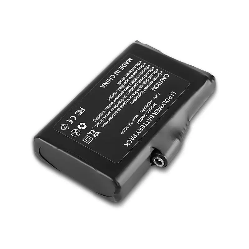 Portable 7.4V 4400mAh Li-polymer battery for heated ski gloves and winter heated apparel