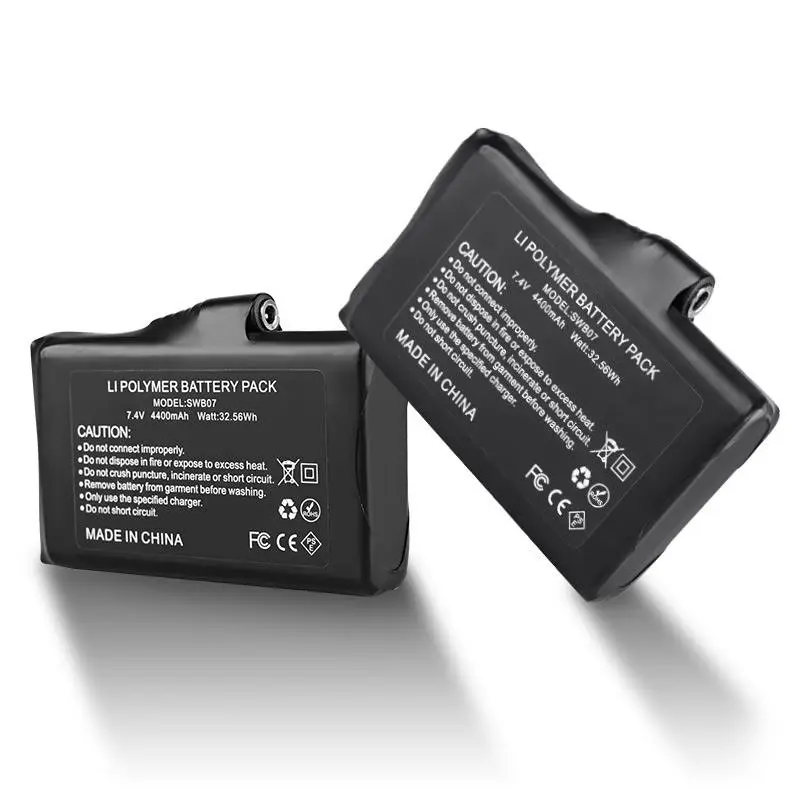 7.4V 4400mAh rechargeable lithium polymer battery pack for heated gloves and heated clothing