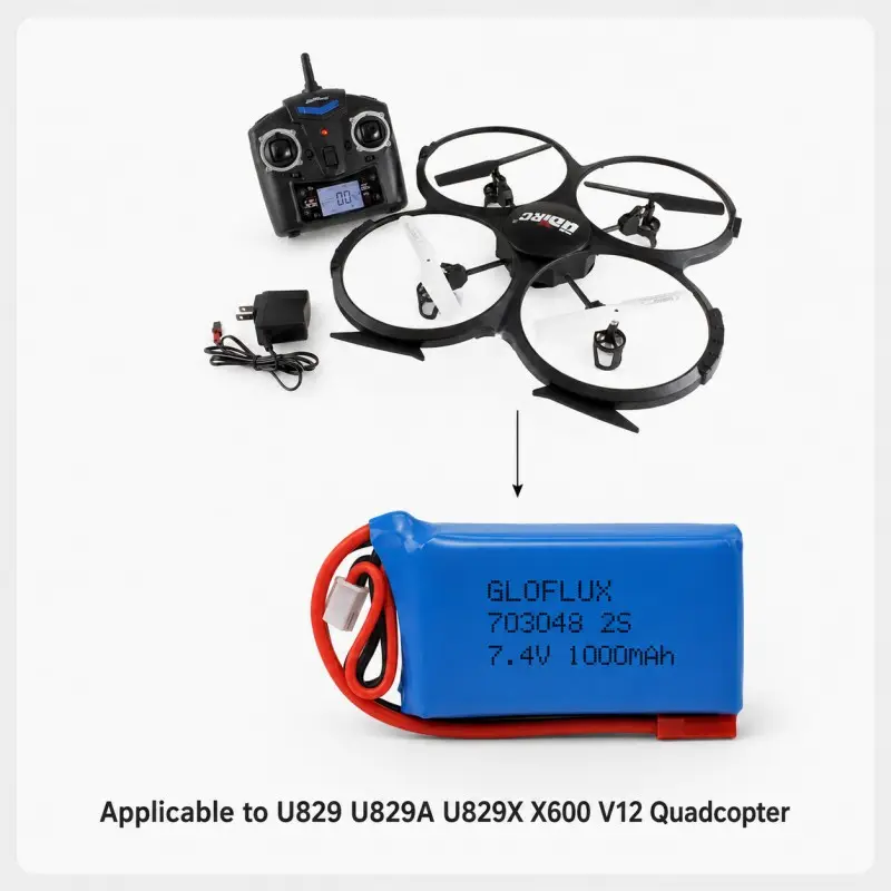 Compact 2S 3S LiPo battery for quadcopters, RC aircraft, and toy cars