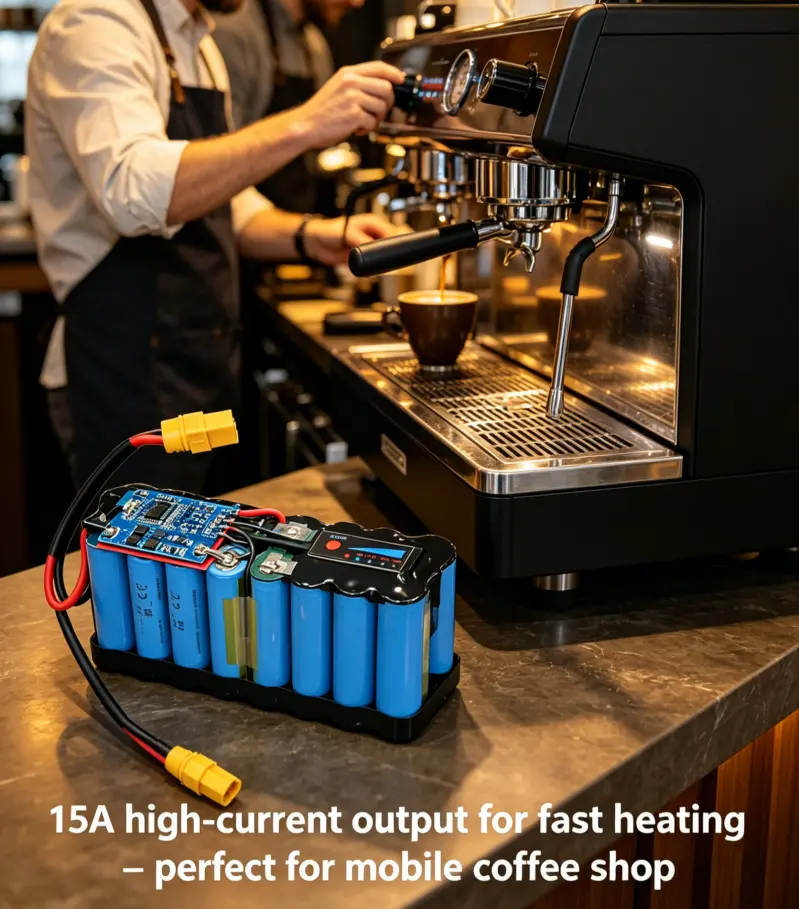 Custom 14.8V lithium-ion battery solution for portable coffee machines
