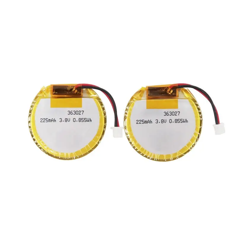 3.7V 225mAh 363027 round Li-polymer battery for smart wearable devices